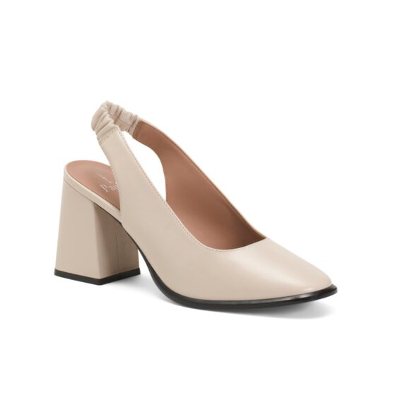 LINEA PAOLO cream Leather Giana Slingback Heels - Picture 1 of 2
